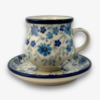 【SOLO 波蘭陶】CA 波蘭陶 80ML 濃縮杯盤組 藍色花絮系列 CERAMIKA ARTYSTYCZNA