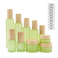 5pcs Empty 30g 50g Glass Wooden Bamboo Cosmetic body Container 30 Ml 60ml 80ml 120ml 1oz 4oz Green Packaging Wood Lid Cream Jar