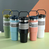 ถ้วยรถแบบพกพา สแตนเลส 30oz ฉนวนสองชั้น ความจุมาก ถ้วยน้ำแข็ง พร้อมฟาง ดูดี ถ้วยฉนวน hilee  กระติก  น