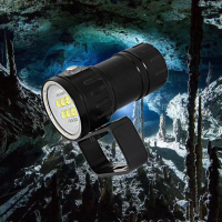 14顆LED防水手電大功率10000流明潛水攝影補光燈捕魚燈潛水燈手電筒