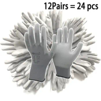 NMSafety 12Pairs/24Pcs Safety Protective Coated PU Work Gloves Palm Mechanic Working Glove CE Certificated EN388 4131X