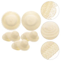 Gadpiparty Diy Straw Toddler Hat Set Unpainted White Straw Hat Handmade Cap Beach Sun Hat Tea Party Dress Up Hat Mexican