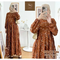 LC - MIDI DRESS RAYON PREMIUM JUMBO MOTIF BUNGA TERBARU 2025/GAMIS MIDI RAYON WANITA DEWASA BUSUI KE