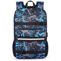 Arrival Skateboard Backpack Bag Anti-Theft Password Lock USB Charging Shoulder Bag Travel Longboard Bag Graffiti