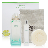 Hermes 愛馬仕 尼羅河花園淡香水旅行套組禮盒（100ml+15ml+香皂50g+H帆布袋) (平行輸入)