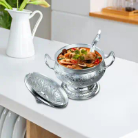 Tom Yum Serving Pot Nonstick Easy to Clean with Soup Ladle French Onion Soup Bowls for Restaurant Family Kitchen Parties (22cm)