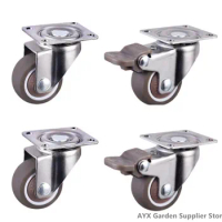 Furniture Casters Wheels Soft Rubber Swivel Caster Silver Roller Wheel For Platform Trolley Chair Household Accessori