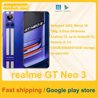 New realme GT Neo 3 256GB 5G Mobile Phone 150W Super Charge Dimensity 8100 Octa Core 6.7"FHD+ 50MP IMX766 NFC realme UI 3.0