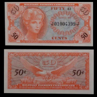 Original US 50 Cents Old Paper Money 1965 Military Banknotes Collectibles Not Currency