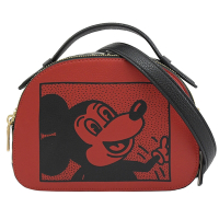 COACH X Disney 聯名款米奇印花雙層手提兩用包(紅/黑)