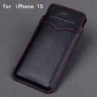 Original Genuine Leather Case for iPhone 15 Carcasa Phone Bag for iPhone 15 Pro Max Luxury Cover for iPhone 15 Plus iphone15pro