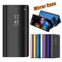 For Samsung Galaxy A13 5G Case Clear View Mirror PU Leather Flip Magnetic Stand Phone Case For Samsung A72 A52 A53 A42 A32 A12