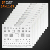 17pcs/lot Amaoe SAM 1- SAM 17 BGA Reballing Stencil Kit For Samsung Note5 A53 A520 A310 A9 J5 S8+ NOTE8 NOTE10 CPU Power Chips