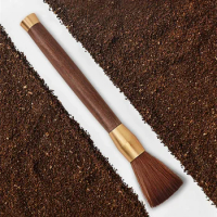 1pc Coffee grinder cleaning brush with wooden handle, bean powder dust removal, concentrated coffee brush cleaning brush tool
