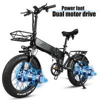 All terrain folding electric bike 20 inch 17ah battery 48v 1000w*2 dual motor electric bike fat tires dual suspension