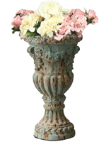 歐式復古浮雕瓷器花瓶擺件插花干花瓶民宿家居飾品會所做舊工藝品