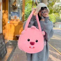 Miniso Zanmang Loopy Plush Handbag Kawaii Girls Loopy Shopping Bag Winter High Quality Little Beaver Plush Bag