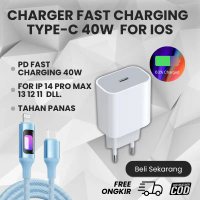 Pengisi daya 40W Charger untuk iP 14 13 12 11 Pro Max 7 8 Plus, adaptor Type-C putih, kabel pengisia
