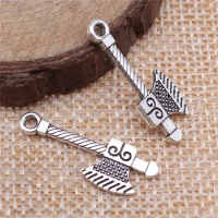 WYSIWYG 20pcs 27x9mm Ax Charm Pendants For Jewelry Making Antique Silver Color Vintage Ax Pendants Charm Ax