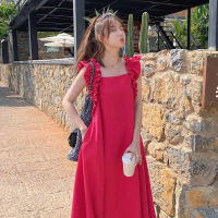 dress pantai gloralia//korea dress maxi//dress ruffell kekinian//dress tanpa lengan//dress santai