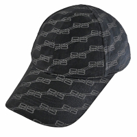 BALENCIAGA 滿版LOGO簡約款棉質棒球帽/遮陽帽(黑灰)