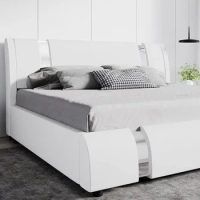 White Full Bed Frame Twin Luxury Bedroom Set Furniture Queen Bed Bases and Frames Bedframe King Size Foundation &amp;