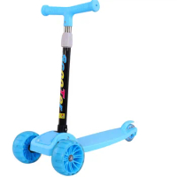 Kids Scooter with Flashing Light Wheels Blue/Pink Kids Scooter Ride Toys Gift for 3-5 Boys Girl Student