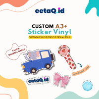 Cetak Stiker Vinyl CUSTOM A3+ | Stiker Transparan bening Tahan Air | Print Sticker Kiss Cut Die Cut