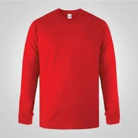 BAJU KAOS POLOS BAHAN KATUN CATTON COMBED 30S UNISEX LENGAN PANJANG - MERAH XL