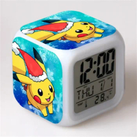 Pokemon Pikachu LED Glowing Alarms for Children Bedroom Decoration Kids Digital Glowings Alarm Clock Desk Decor Christmas Gift