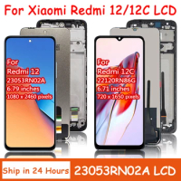AAA+ ForXiaomi Redmi 12C LCD Poco C55 Display Touch Screen Digitizer For Redmi12 Note 12R LCD Poco M6 Pro 5G Display Frame
