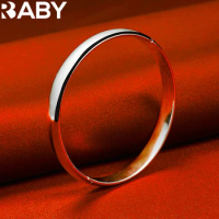 925 Sterling Silver 8mm Smooth Surface Opening Bangle Bracelet For Women Man Fashion Jewelry Wedding Party Elegant Accessories