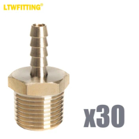 LTWFITTING Brass Barb Fitting Coupler/Connector 1/4-Inch Hose ID x 1/2-Inch Male NPT Fuel(Pack of 30)