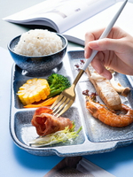 日式陶瓷分格盤子一人食餐盤分餐制家用分隔盤大人餐具創意分餐盤 全館免運