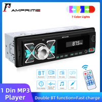 AMPrime Car Radio In Dash 1 Din Tape Recorder MP3 Player FM Audio Stereo USB SD AUX Input ISO Port B