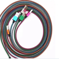 500pcs 2M/6FT colorful Aluminum alloy Braided Fabric 8 pin Usb Cable Cord for iphone 7 6 6s plus for iphone 5 5s se