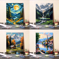 30x40 Canvas Paint By Number Kit Painting By Numbers DIY Lukisan Scenery Pemandangan