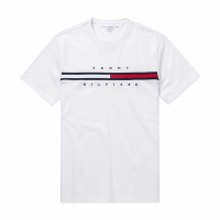 TOMMY 經典刺繡文字Logo圖案短袖T恤-白色