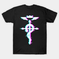 ผ้าฝ้าย แขนสั้น เสื้อยืดเสื้อยืด Vintage full metal alchemist glitch logo 2 T-Shirt แท้   S-5XL สไตล