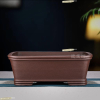 花盆 花器 紫砂花盆 精品紫砂花盆手工盆景盆金彈子黃楊梅花老樁盆栽盆大號馬槽盆長方