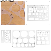 OFFICE DEPOT 3 cái Mẫu vẽ 3 kích cỡ Mẫu tròn Tự làm Đa dụng Khuôn tròn để vẽ Sáng Tạo Bền Thước hình