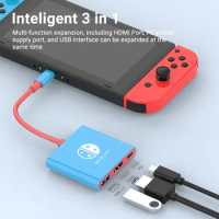 Portable Nintendo Switch Docking Station TYPE-C Hub with HDMI-Compatible and USB 3.0 Perfect for Travel and Gaming