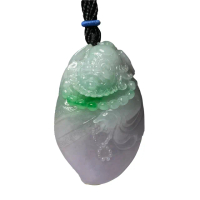 【Fubibaoding jeweler 富璧寶鼎珠寶】春帶彩達摩翡翠掛墜(天然A貨 達摩 送禮 佛牌 手把件)
