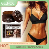 EELHOE Sun Tanning Cream Summer Beach Tanning Moisturizer Shine Brown Tanning Protection Cream Sunless Tanner Solarium Cream 50g