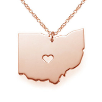 【現貨】State of Ohio 俄亥俄州 美國地圖項鍊 2018新款 地圖項鍊 鍍K金 玫瑰金 吊墜 歐美新款 項鍊