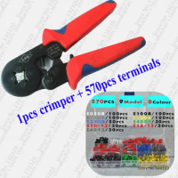 1PCS Cable ferrules terminal hand crimping pliers with 570PCS wire end sleeve crimping tool set
