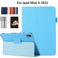 Mini 6 Case Funda for Ipad Mini 6 2021 Flip Stand A2567 A2568 A2569 Coque for Apple Ipad Mini 6 Cover Auto Wake Sleep + Pen Film