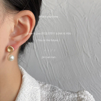 Anting-anting Fashion mutiara air tawar dengan jarum perak 925 Handmade