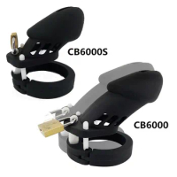 CB6000 CB6000S Black Silicone Male Chastity Device Chastity Cock Cage with Lock and 5 Size Penis Rings Adult Product for Men