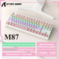 Attack Shark M87 Mechanical Keyboard Three Mode 2.4g Wireless Bluetooth Gasket Structure Rgb Backlit Hot Swap Gaming Keyboard